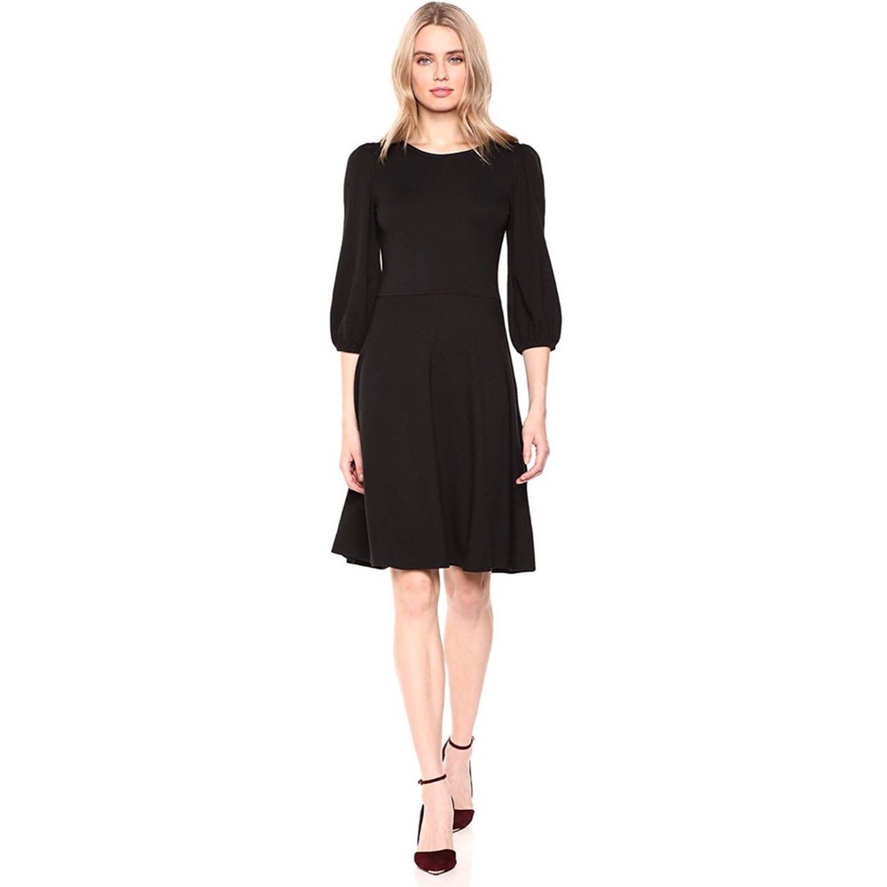 NWT Ponte Peasant Sleeve Black Dress - XS